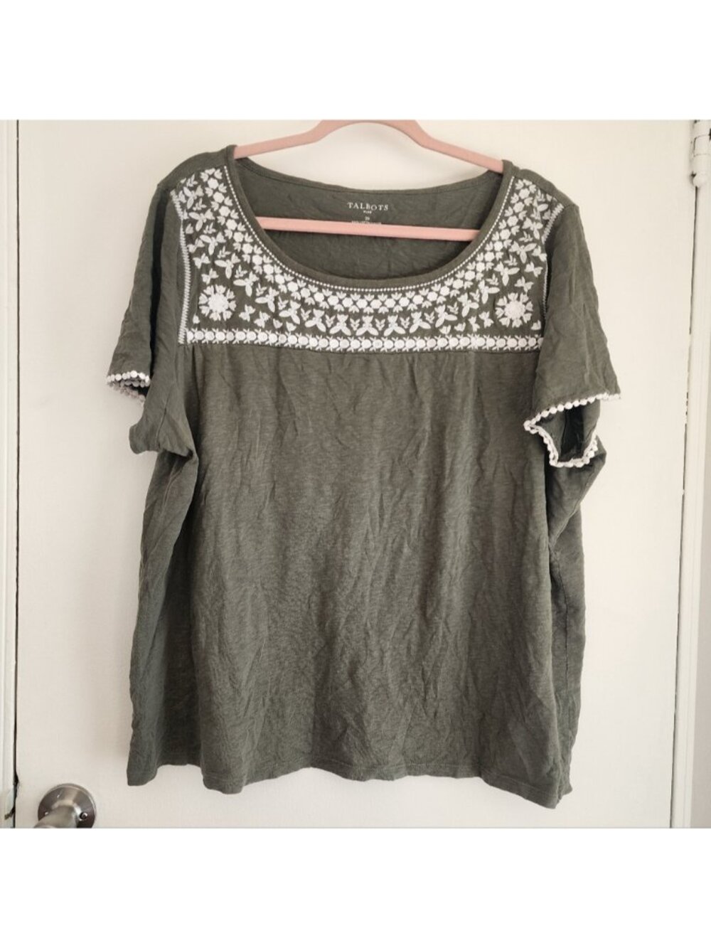 Olive Green Embroidered Top 2X